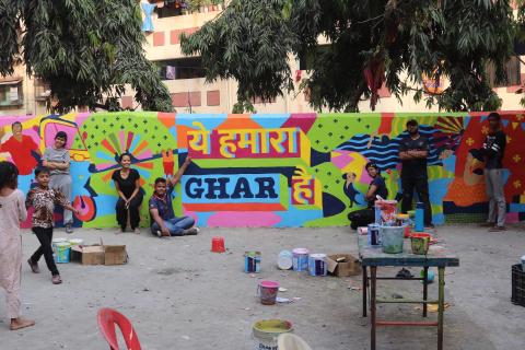Art by Natasha Sharma and Namrata Narendran through art workshops with the Govandi youth group (Cred. Moin Khan, Community Design Agency and GRP)